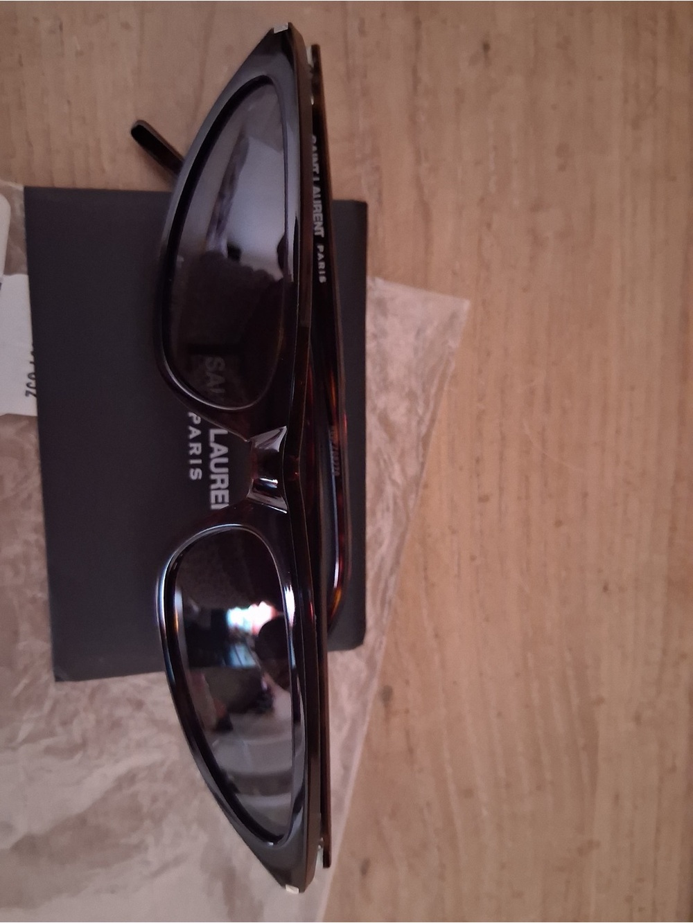 Saint Laurent Tortoiseshell Cat-Eye Sunglasses with Dark Lenses